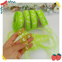 030 The whole roll is about 25 yards of tender green butterfly print yarn with diy bow hair accessories accessories