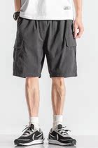 Overalls shorts mens summer casual Japanese loose straight pants wild tide brand ins solid color sports 5 five-point pants