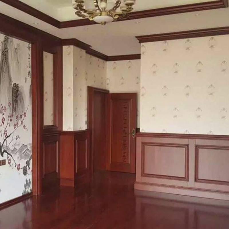 原木欧式美式樱桃木红橡木护墙板背景墙墙裙装饰板实木弧形新中式