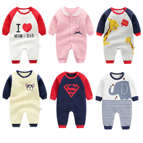 Baby cotton clothes autumn and winter pajamas newborn ha clothes clip cotton climbing clothes for men and women baby thin cotton warm jumpsuit