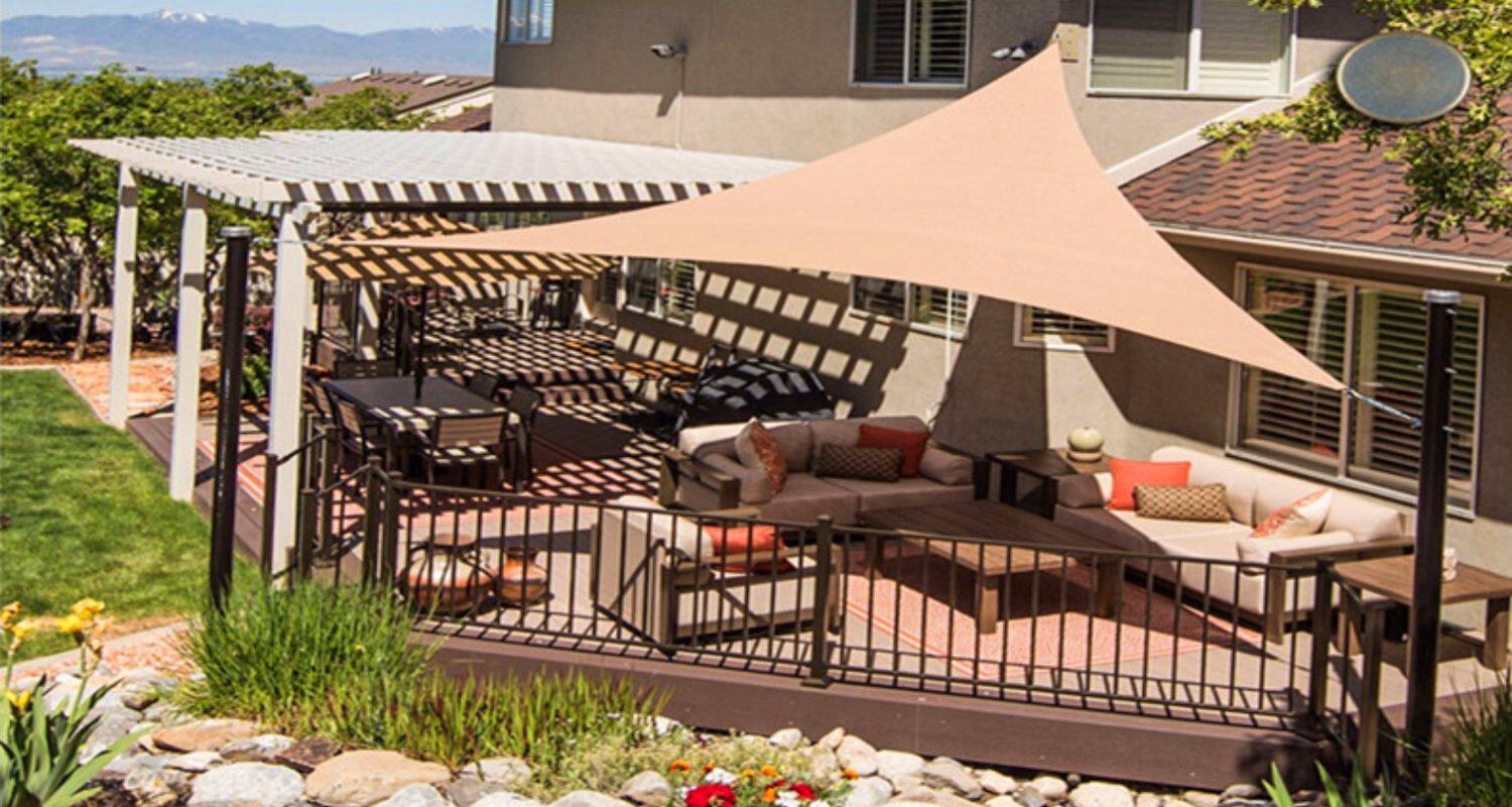 庭院遮阳网园艺三角造型汽车遮阴棚户外隔热网遮阳帆露台防晒弧形