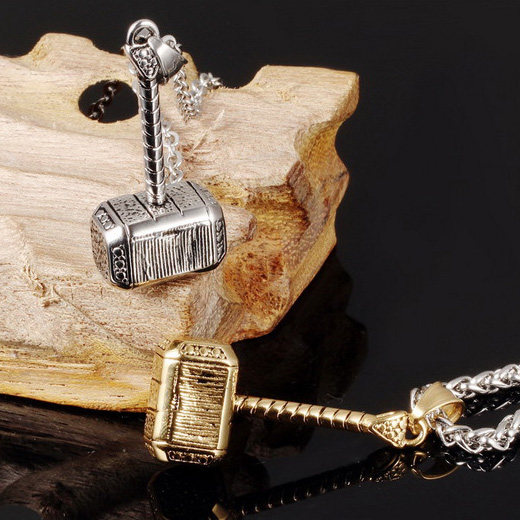 时尚链子个性雷神之锤吊坠 霸气男士钛钢项链 炫酷礼品 送男友