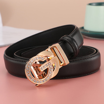 Ladies belt 2022 new fashion hundred belt female leather Korean edition tide automatic button belt girls summer