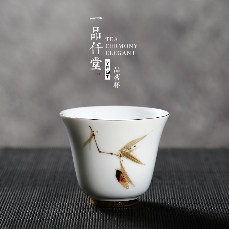 Yipin # $hand - made paint beam koubei white porcelain tea set personal master sample tea cup glass ceramic cups