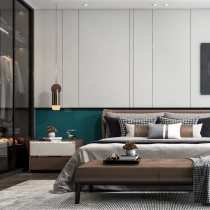 Customize modern light and luxurious minimalist wall panel environmentally-friendly wood finish board bedroom leather hard bag main sleeper headboard background wall