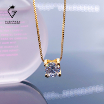 18K gold bulls head classic necklace four-claw single diamond clavicle chain moissanite pendant AU750 womens fashion simple