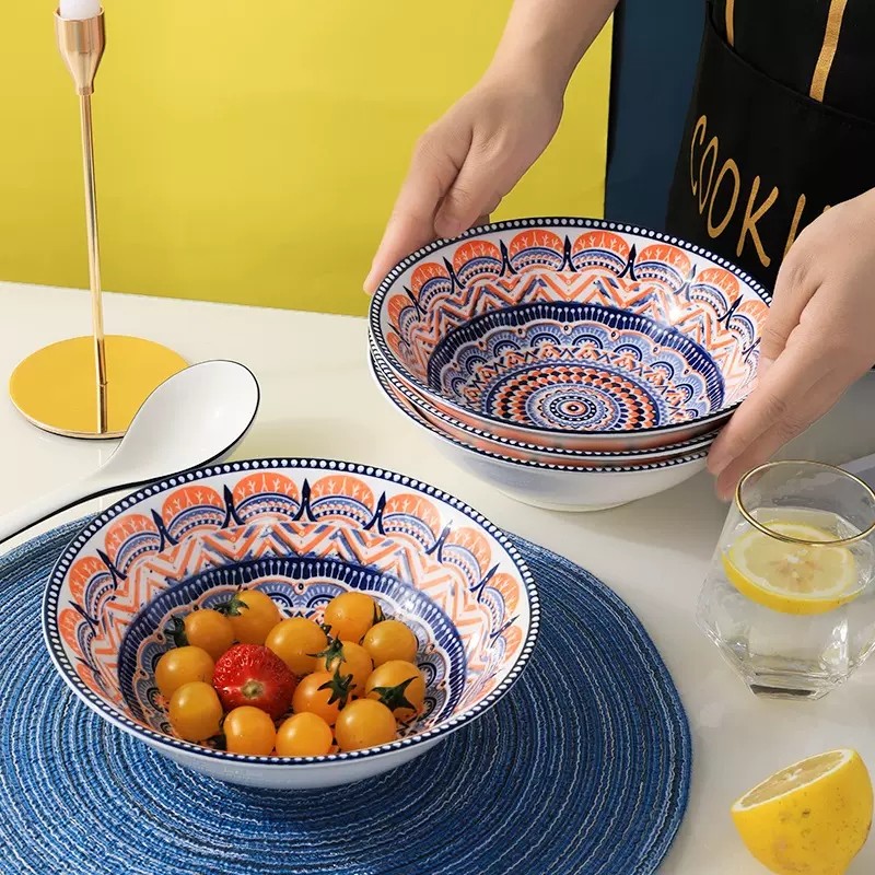 8英寸网红大汤碗4只装拉面碗麻辣烫碗螺蛳粉家用陶瓷碗大碗吃面碗