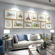 12-frame living room solid wood photo wall creative European bedroom photo wall large size frame wall combination