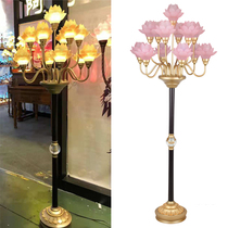 Buddhist supplies thirteen colored glaze lotus colorful LED lights