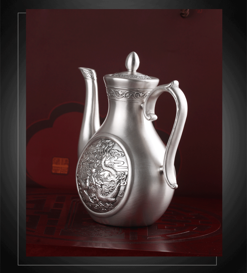 银酒壶999纯银家用酒具套装高档银器工艺品收藏送礼复古龙凤酒杯