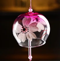Outdoor Japanese style cherry blossom glass wind chimes handmade Bell bedroom hanging door decoration hipster birthday gift female
