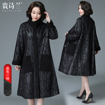 Mothers autumn and winter fur one-piece coat new foreign style medium-aged womens clothing plus size coat