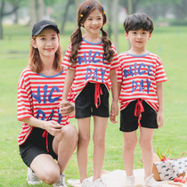 Shaking sound Net red 2021 New Tide parent-child dress summer Foreign style short sleeve t-shirt a family of three mother and son Womens set