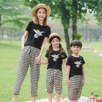 Different parent-child clothing 2021 summer New Tide mother and child clothing a family of three whole home decoration Net red mother and daughter suit