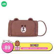 LINE FRIENDS Brown Bear Pencil Bag Cartoon Surrounding Pouch Capacity Canva Pencil Box