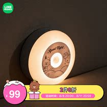 LINE FRIENDS Brown Bear Light Lights Can hang wall cartoon bedhead lights for bedroom sleep tables