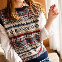 Retro Round Collar Knit Machia Womens Spring Autumn Outfitting Fashion Loose Casual Cover Short Outside Wearing Sleeveless Sweater Winter