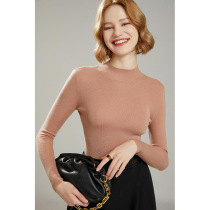 Half turtleneck sweater female spring and autumn thin model 2021 New Base shirt solid color pullover knitting spring and autumn gentle early autumn