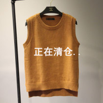 Round neck knitted sweater vest womens vest short cashmere wool outside wear fashion versatile thick wool tide