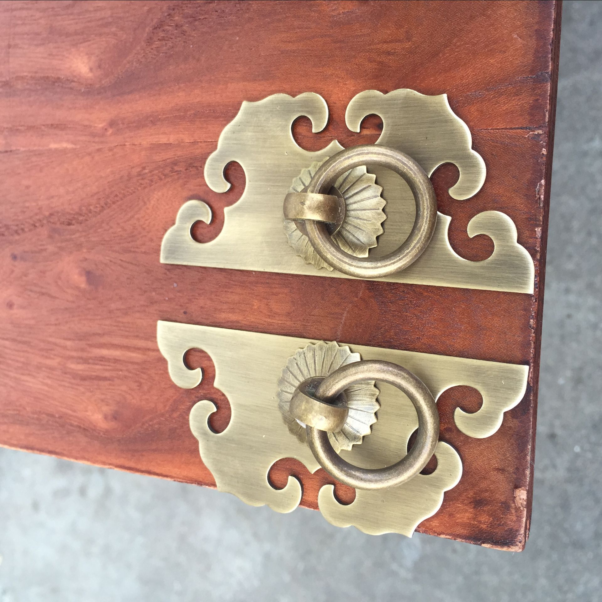 中式仿古加厚圆形中式纯铜把衣柜鞋柜门铜雕云纹全铜刻花拉手_不打折