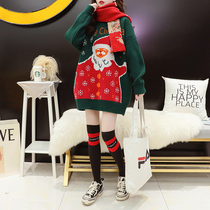 Christmas sweater women in the middle of autumn and winter 2020 new loose and lazy wind red 100 hitch knit undershirt