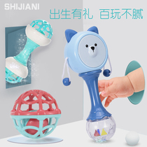 Baby rattle hand Bell can be boiled gnawing and appeasing toys 0-18 grip training hand holding drum newborn