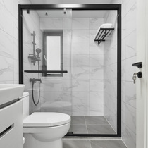 Shower room one-shaped bathing room bath screen net red home simple arc fan glass door shower room semi-partition