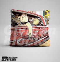 West Coast Chicano spoof cartoon gangster hip hop rap flower body word lowrider printed pillow