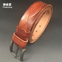 Tune cobbler belt men Korean trend pin casual leather Youth retro jeans belt head layer pure cowhide