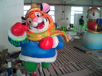 Christmas cartoon happy tiger foam cartoon sculpture FRP cartoon Christmas sculpture Foam sculpture