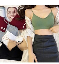 Japanese large breasted underwear woman no steel ring student girl beauty back smear slim shoulder strap small vest with bottom harness bra