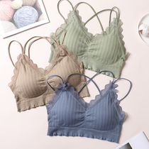 Net Red Cross Fine Band Girl Beauty Back Underwear No Steel Ring Small Chest Burst sports bra Anti-walking light Comfortable Smear