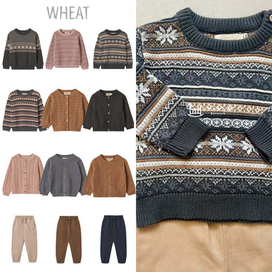 Wheat24 autumn and winter baby boys and girls children's cotton long-sleeved knitted cardigan retro sweater 5Z
Wheat24 autumn and winter baby boys and girls children's cotton long-sleeved knitted cardigan retro sweater 5Z