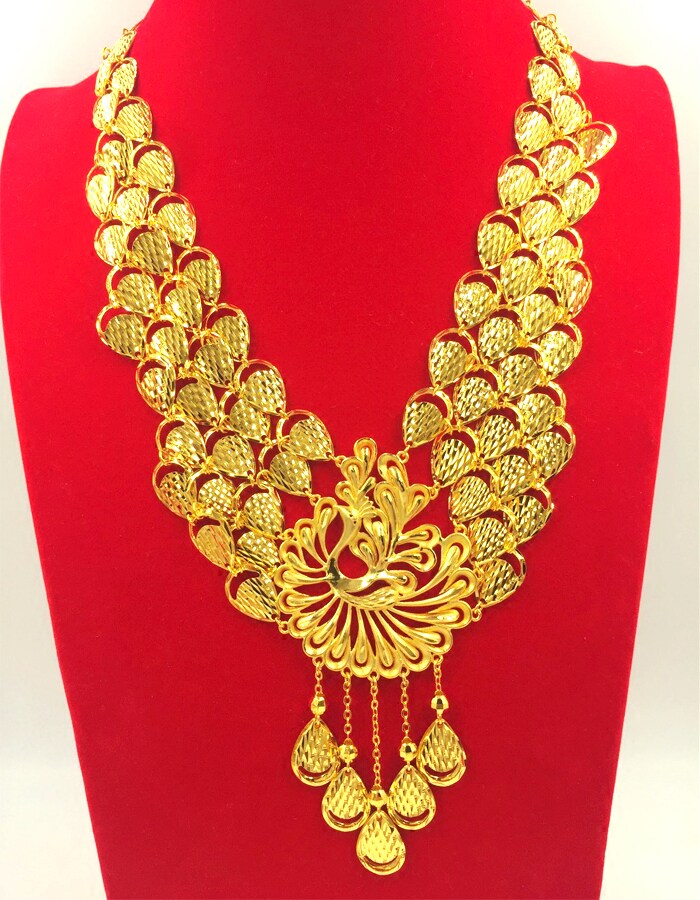 新款时尚黄铜镀金项链仿金项链女款新娘结婚金项链婚庆仿金饰品