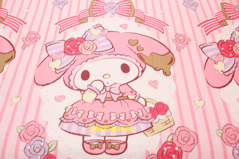 纯棉卡通my melody美乐蒂床笠 粉色条纹女孩公主可订做