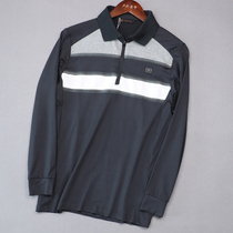 Smooth and fine Korean single men tight on all sides speed dry and breathable sunscreen half a lagola golf T-shirt outdoor long sleeves