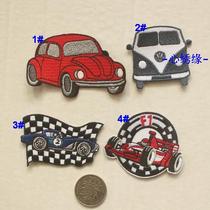 Heart embroidery LM07 adhesive cloth red car embroidery bus black and white flag racing car