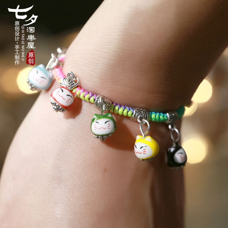 Chinese what sect silver hand plutus cat bracelet with ninety percent kong the rope color rope string of lovers' mail ipads China hand