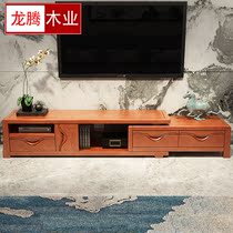 Telescopic Wood TV cabinet simple Chinese rubber wood TV cabinet coffee table combination living room furniture floor cabinet