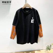 Chinese boy long sleeve T-shirt cotton spring and autumn fake two pieces of compassionate children Korean loose base shirt school tide