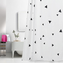 Nordic shower curtain set punch-free curved rod bathroom waterproof shower curtain cloth thickened bathroom curtain magnetic shower curtain