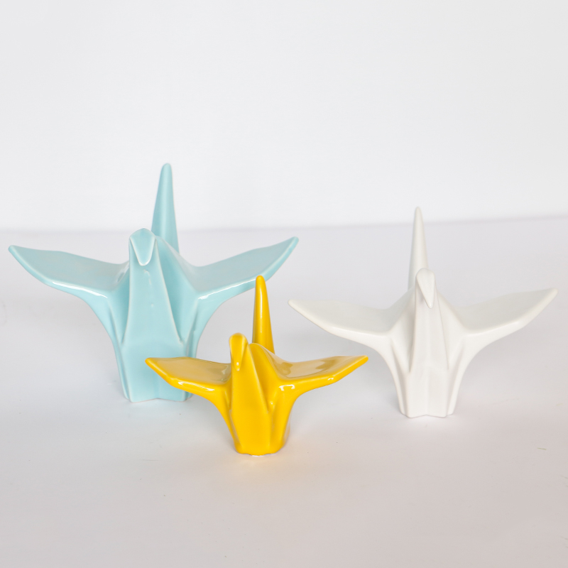 Modern Nordic geometric origami color ceramic creative papercranes furnishing articles wish blessing gift decoration