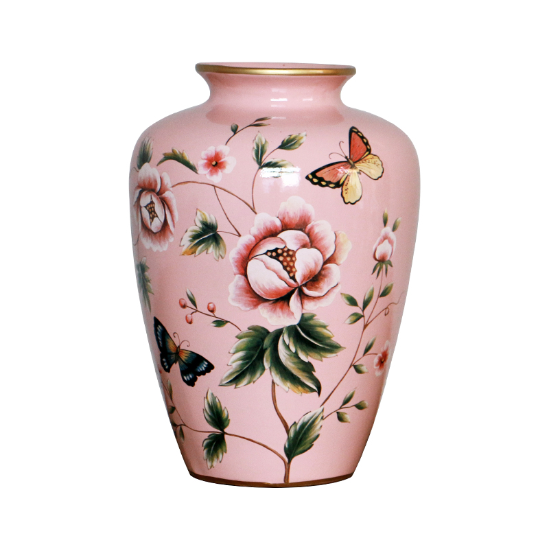 American country butterfly spring buds ceramic vase Europe type restoring ancient ways is the living room table dry flower, flower art flower arranging furnishing articles