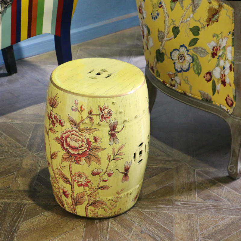 Flowers and birds in the geometry space 】 【 ceramic drum who sitting room of large modern Chinese style restoring ancient ways do old furniture furnishing articles