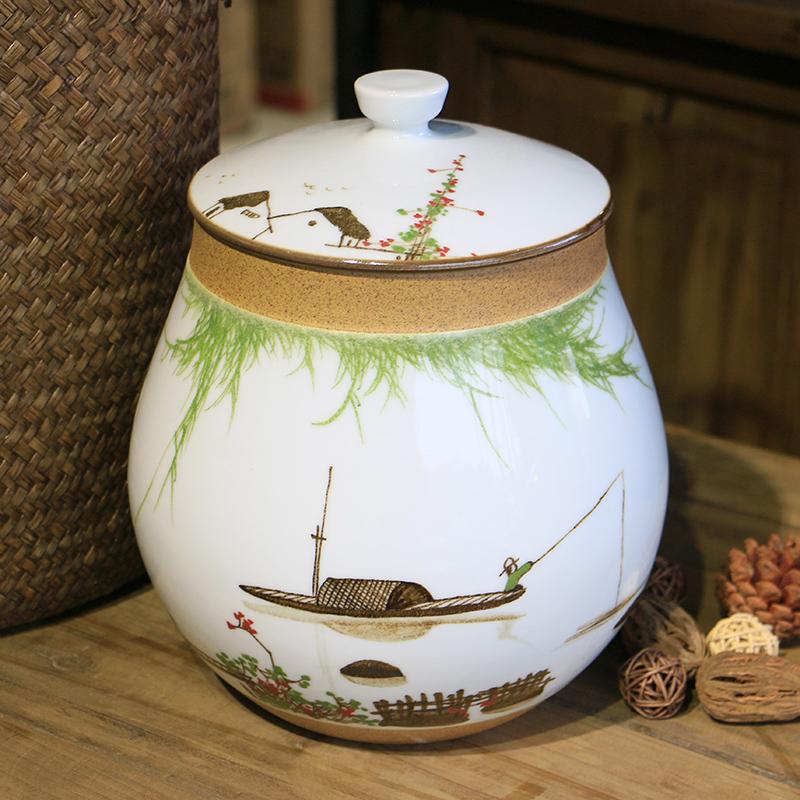 【 】 in the geometry space of jiangnan water nostalgia series ceramic jar of new Chinese style is classic storage jar desktop furnishing articles