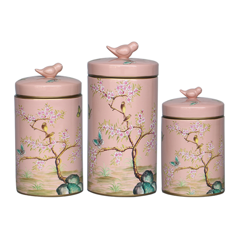 New Chinese style of flowers and birds painting ceramic fresh storage tank of rural household adornment desktop creative European furnishing articles