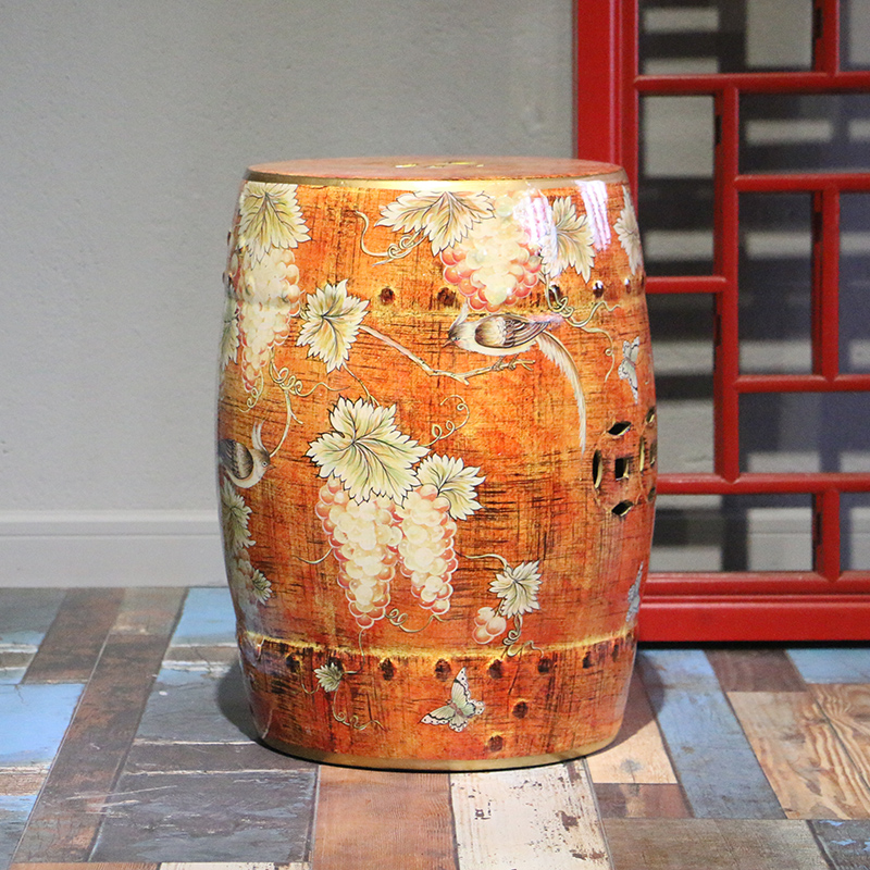 Flowers and birds in the geometry space 】 【 ceramic drum who sitting room of large modern Chinese style restoring ancient ways do old furniture furnishing articles