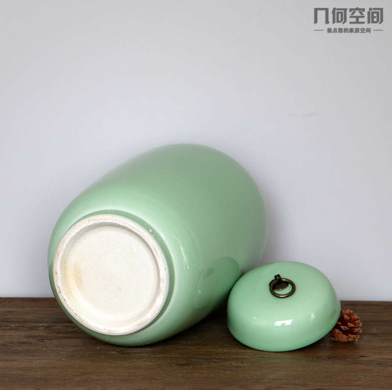 The geometry space contracted and I jingdezhen single glaze idea gourd can home decoration ceramic vessels furnishing articles