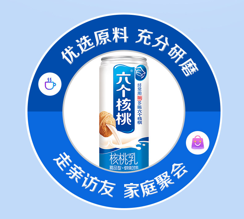 养元六个核桃核桃乳核桃露饮品精品型240ml*20罐低糖植物蛋白饮料_采