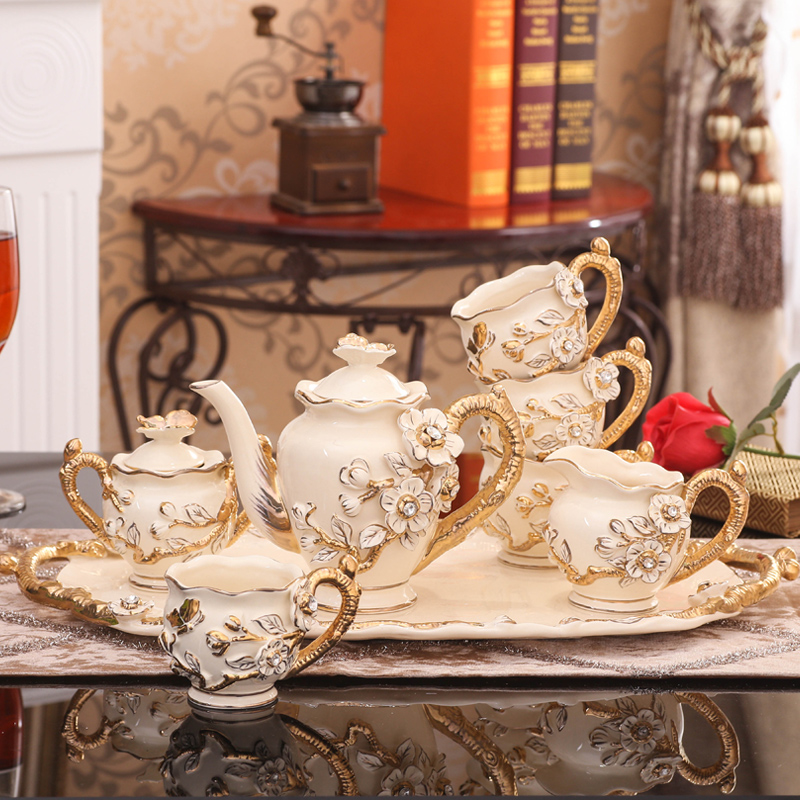 European ceramic tea set home sitting room with the tray was coffee cup suit creative wedding present for girlfriends